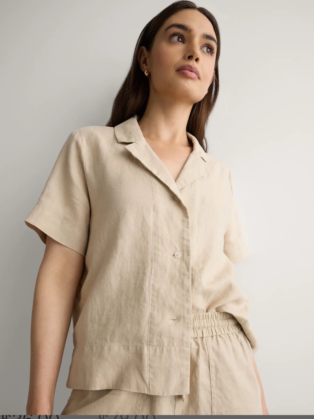 Quince 100% European Linen Short Sleeve Shirt in Driftwood - Picture 4 of 10